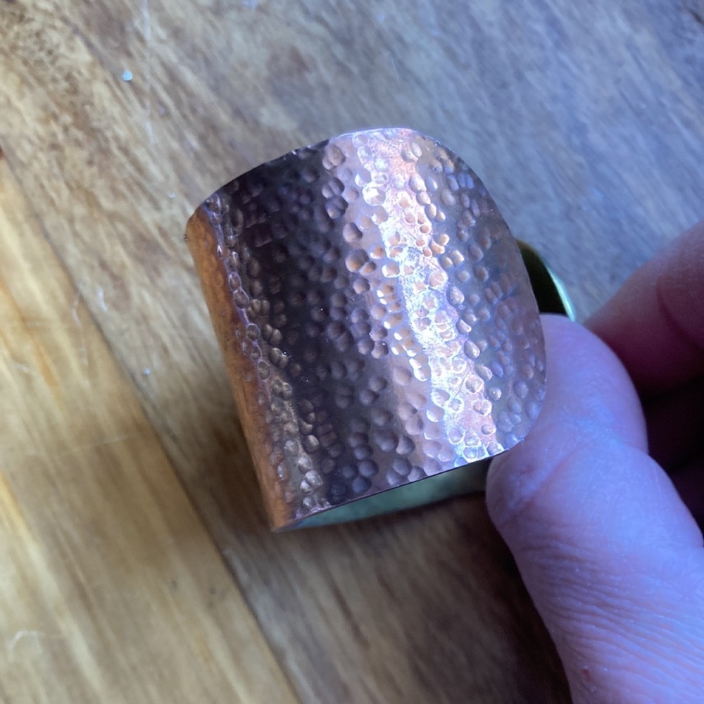 BRACELET Handmade Vintage Cuff Brutalist Mexico Copper Brass Mixed Metals - Picture 14 of 14